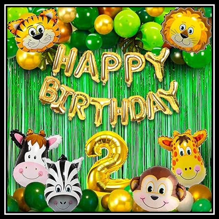 Jungle Theme Birthday Party Decoration Set 50 Pcs for Kids Boys & Girls – 1st