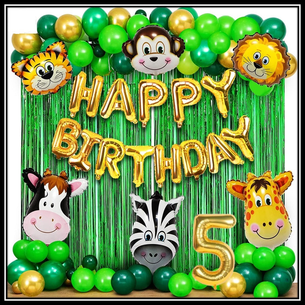 Jungle Theme Birthday Party Decoration Set 50 Pcs for Kids Boys & Girls – 1st