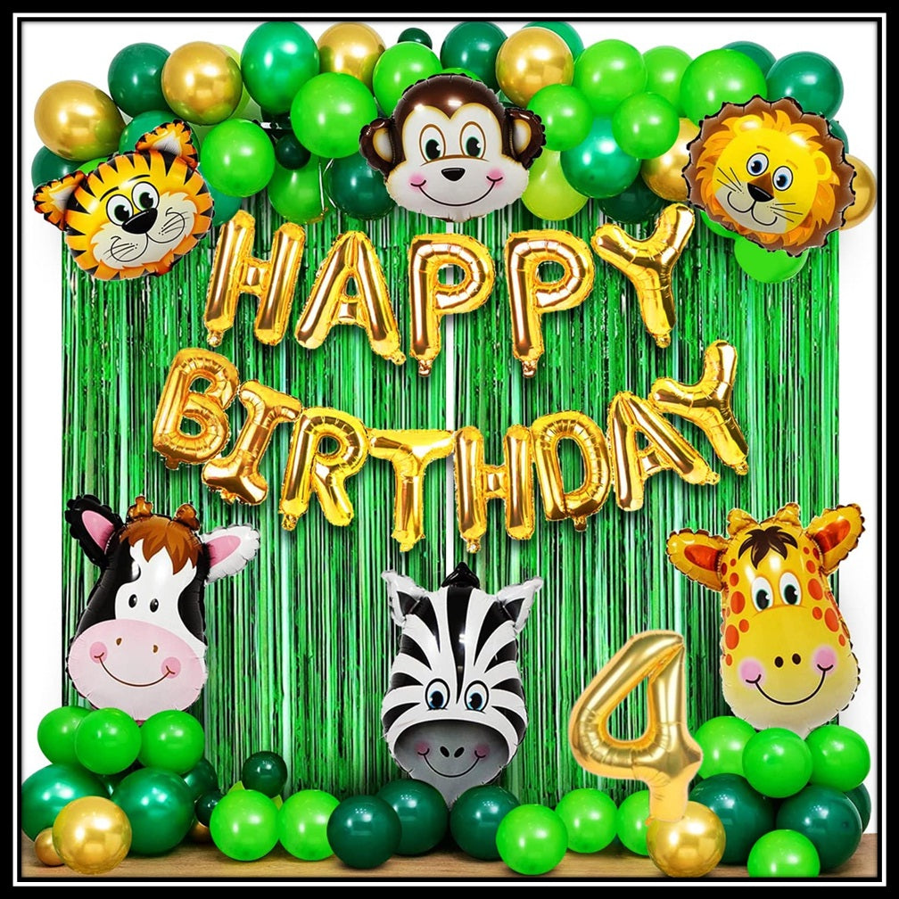 Jungle Theme Birthday Party Decoration Set 50 Pcs for Kids Boys & Girls – 1st