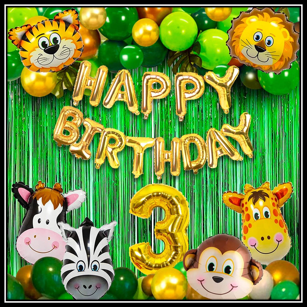 Jungle Theme Birthday Party Decoration Set 50 Pcs for Kids Boys & Girls – 1st