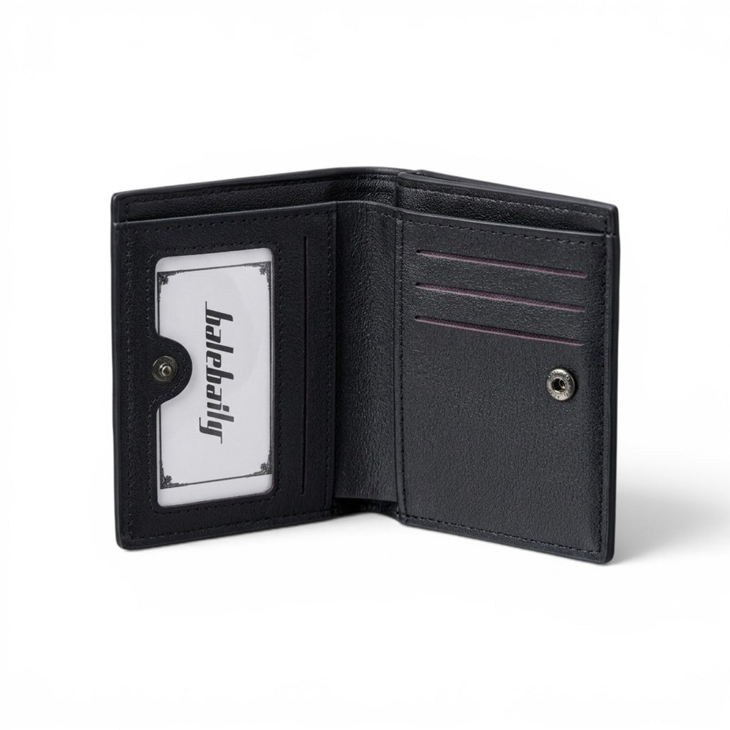 Balebaily Square Pattern Bifold Wallet | Compact PU Wallet for Men & Women Black