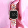 Watch for Girls Diamond Touch Screen LED Watch for Ladies Stylish Fashion Watch For Girls in Silver Stone Square Dial Shape For Gift Black