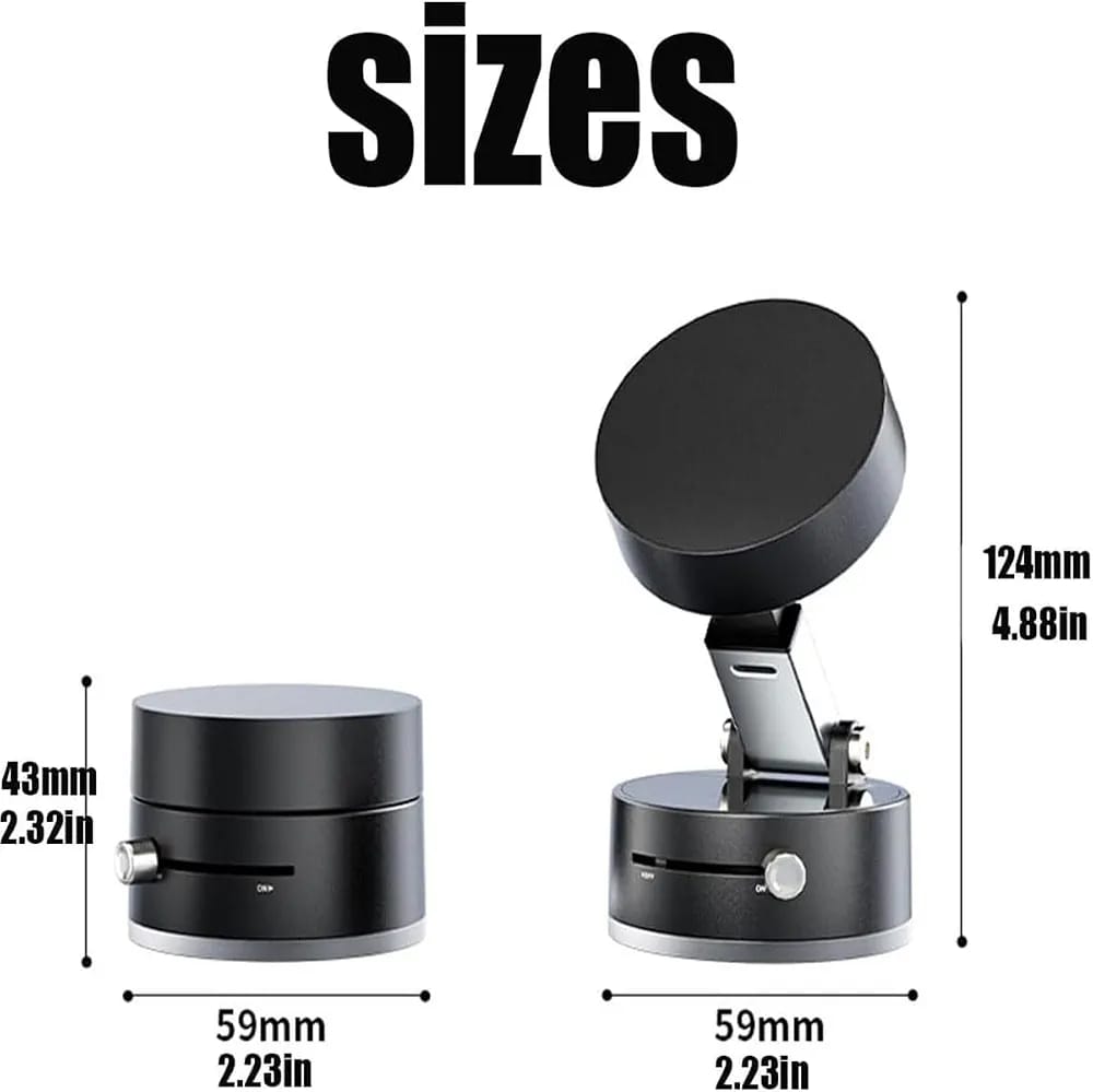 Double-Sided Vacuum Magnetic Phone Holder – Adjustable Foldable Rotating Suction Mount (Black)