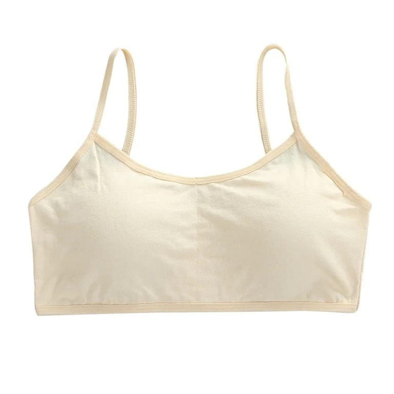 Teen Girls Soft And Comfortable Padded Cotton Sports Bra - Apparel Accessory Designed For Daily Comfort And Support Maintenance Routine - Free Size Beige