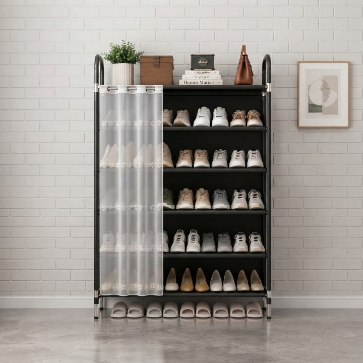 6 Layer Dustproof Indoor Shoe Rack - Home Accessory Designed For Footwear Storage And Organization Routine