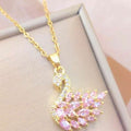 Swan Zircon Necklace - Jewelry Product Designed For Personal Style And Daily Fashion Routine - Golden Pink