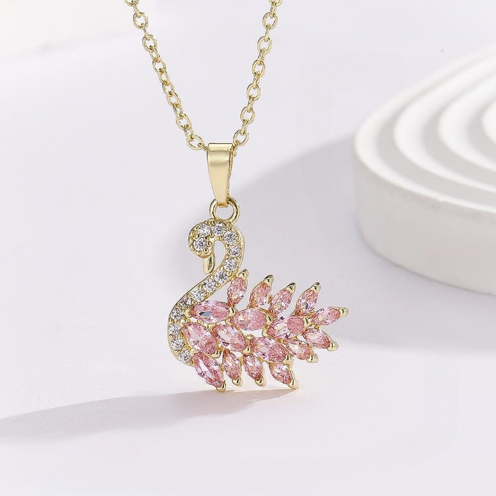 Swan Zircon Necklace - Jewelry Product Designed For Personal Style And Daily Fashion Routine - Golden Pink