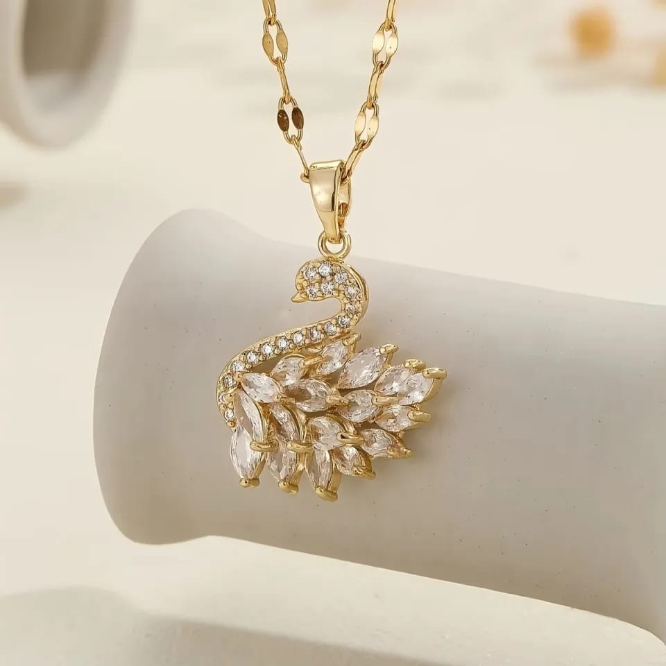 Swan Zircon Necklace - Jewelry Product Designed For Personal Style And Daily Fashion Routine - Golden Pink
