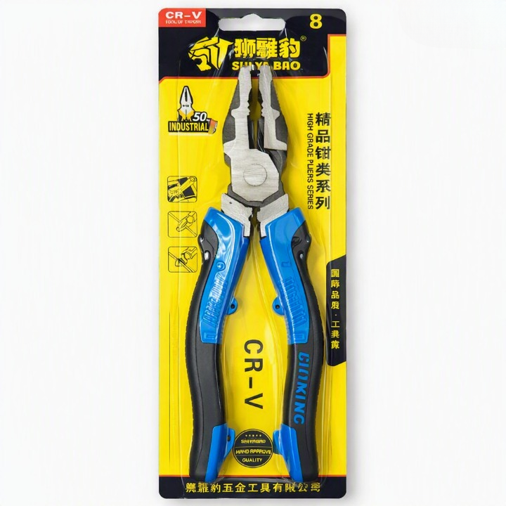 8 Inch CR-V Combination Pliers | Heavy Duty Multi-Purpose Cutting & Gripping Plier for Home & Professional Use