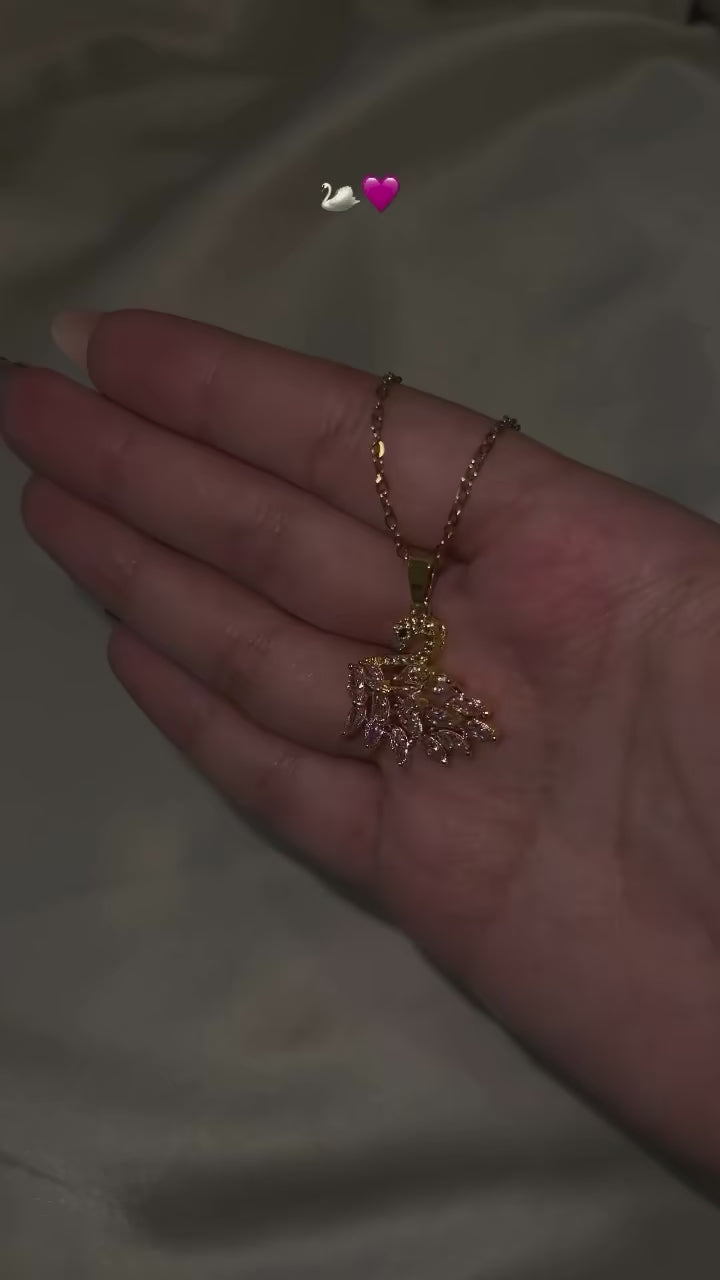 Swan Zircon Necklace - Jewelry Product Designed For Personal Style And Daily Fashion Routine - Golden Pink